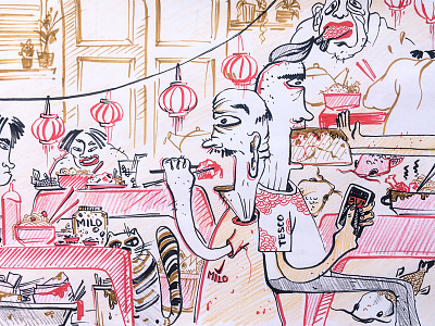 Food Court asia foodcourt illustration markers noodles sketching streetfood