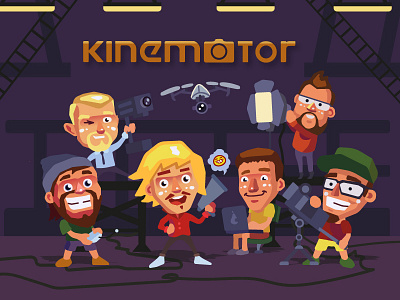 Kinemotor flat illustration photographer team