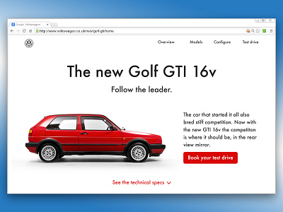 003 Landing Page VW Golf Mk2 GTI 16v 003 dailyui experiment golf gti landing page retro throwback