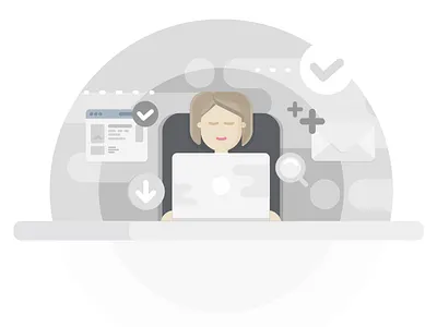 Working computer desk girl interface user vector woman working