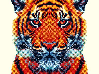 Tiger - Colorful Animals animal art color colourful design illustration nature orange portrait print tiger wild