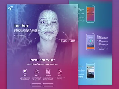 My Life + Website Design app design digital gradient icons line navigation ui video web