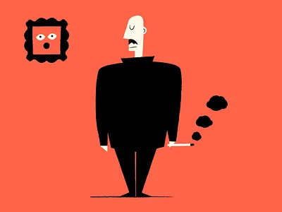 Art Exhibition art artist character exhibition frame gallery man smoking visitor