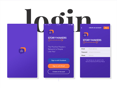 Story Makers Community - Shot03 cool ui landing screen login screen mobile app splash screen ui uiux video app