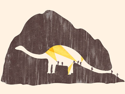 Found Anything Yet Dribbble conceptual dinosaur illustration minimalist negative space surreal tangyauhoong