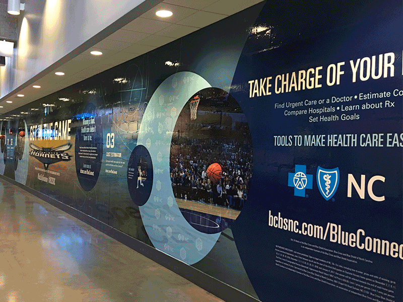 Blue Cross Blue Shield/Charlotte Hornets Promotion basketball charlotte environmental healthcare hornets wall