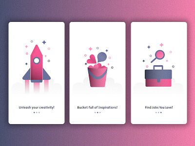 Dribbble Onboarding Screens - Concept (.sketch file download) app design dribbble minimal mobile onboarding pink purple shapes sketch texture vector