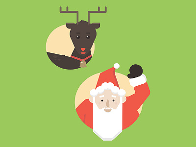 Hello! cute flat illustration raindeer santa vector