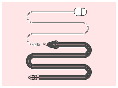 Mouse Trap lines mouse pink snake usb vector