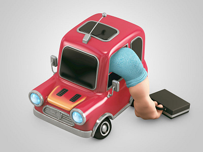 Adulting 3d adulting c4d car illustration job rage suitcase traffic work