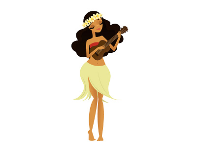 Ukulele Girl digital illustration grass skirt hawaii hawaiian hula hula girl illustration ukulele vector vector illustration