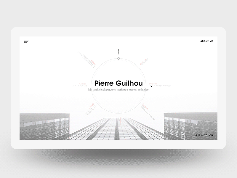 Portfolio Navigation Exploration animation homepage portfolio principle projects prototype scroll showcase tech ux