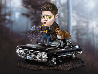 Lil' Dean art dean gulce baycik gülce baycık illustration impala squirrel supernatural tattoo winchester