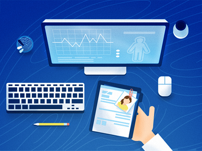 Charts on deck bottle charts computer desk doctor keyboard medical pens
