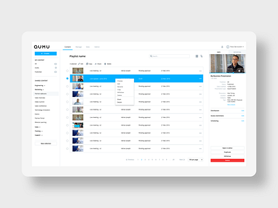 Video CMS Tabular cms minimalist ui video