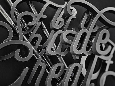 Shades of great gradient great grey greyscale pencils script selfie shades type typography