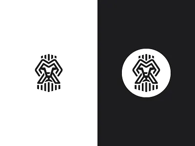 MA + lion animal fitness head initials letters line art lion logo mascot monogram