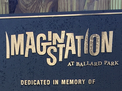 Bronzed imagination kids lettering logo playground