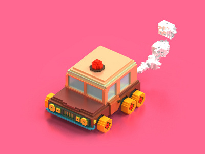 Cops car art car cops police smoke voxel