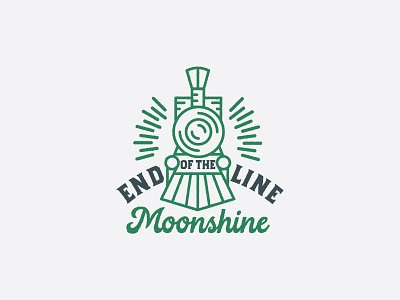 Hansen End of the Line Moonshine alberta blue booze brand full steam green liquor logo mark moonshine track train