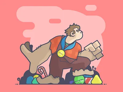 I'm Gonna Wreck It! candy candycane hero illustration line art medal ralph sour sugar wreck wreck it ralph