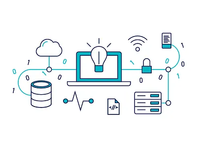 IT illustration dynamics it monoline outline tech