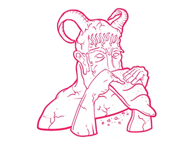 El dios Pan Comiendo pan bread drawing god greek illustration mythology pan vector