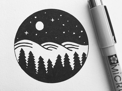 Night sky design drawing ink landscape nature night outdoors pen sky stipple