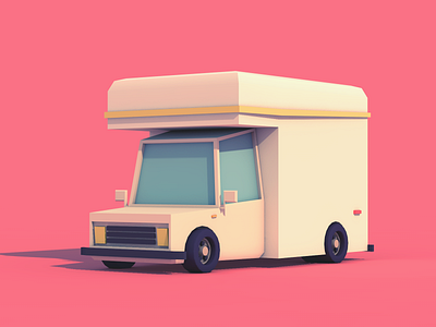 Delivery Truck c4d lowpoly model truck van