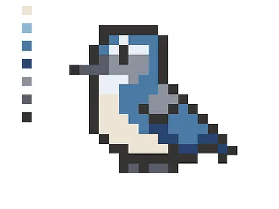 Pixel Scrub Jay bird figma graphic design logo pixel pixelart