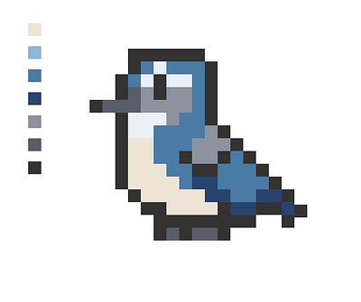 Pixel Scrub Jay bird figma graphic design logo pixel pixelart