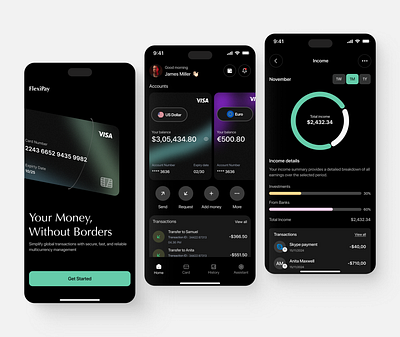 FlexiPay - Mobile Finance App baking app design digital banking figma design finance app fintech fintech app fintech design interface ios design mobile app mobile application mobileapp product design ui ui design uiux ux