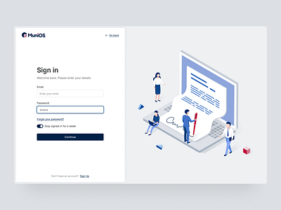 MuniOS lighttheme loginpage minimalui signin ui ux webdesign