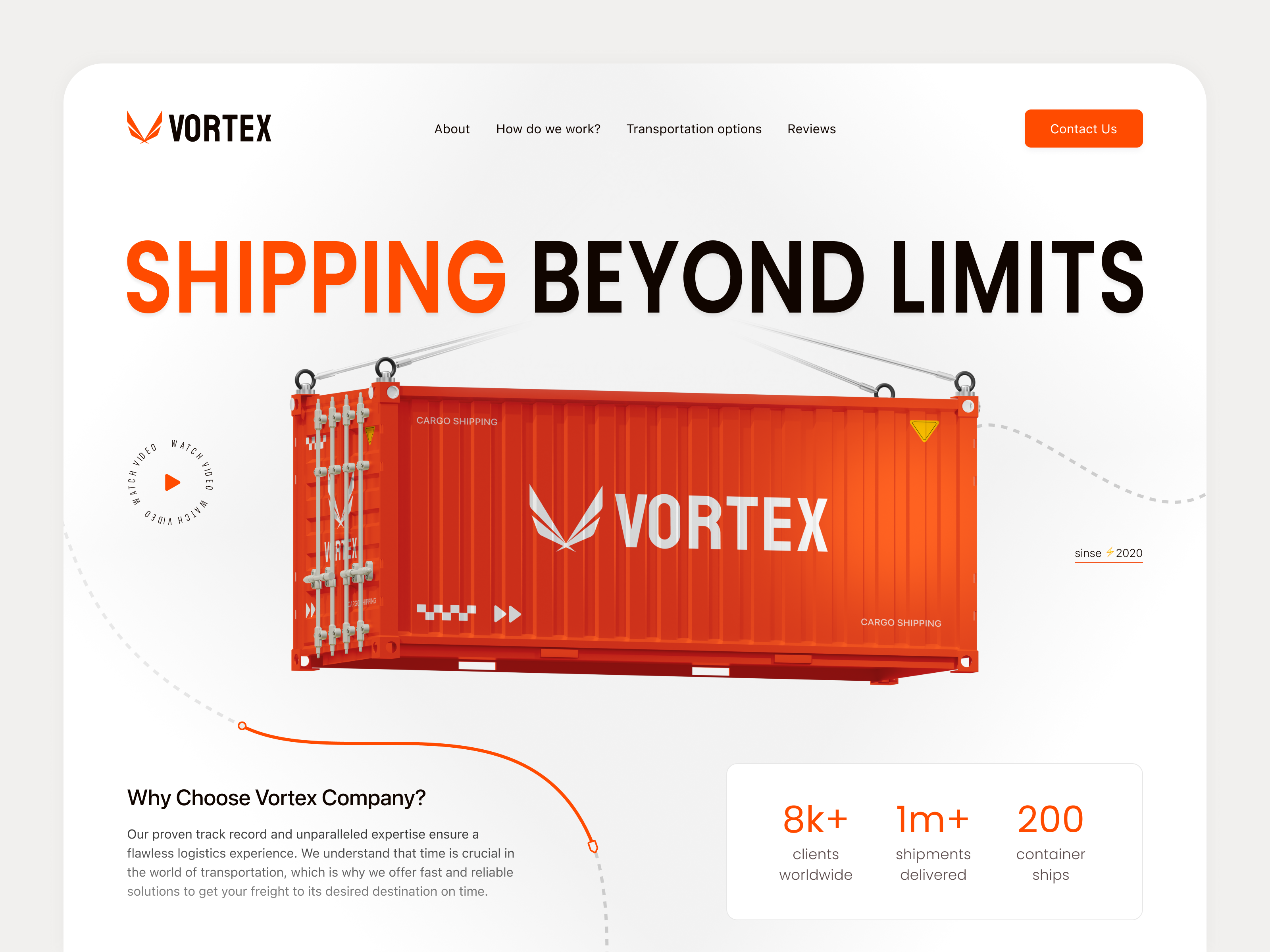 Example of Website for Cargo Shipping Company | Vortex