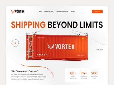 Website for Cargo Shipping Company | Vortex cargo company company websiitw container delivery landing page logistics logistics logo shipment shipping shipping container transporting ui design ux ui web design website