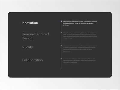 Agency Website | Journey Through Our Values animation brandvalues collaboration coreprinciples digitalagency innovation interactiondesign quality timeline ui ux websiteredesign