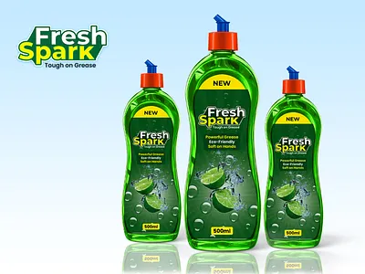 FreshSpark Dish Cleaner graphic design tube label design