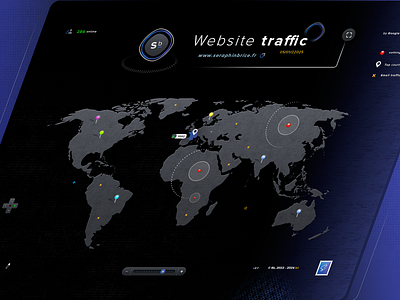 Website traffic exploration brand branding by google anallitics dark blue sea exploration graphic design illustrator ai ison designer ison set navigate slider noghting traffic photoshop psd pins map location print designer proxima nova adobe family fonts top country small traffic typo typography ui ux designer visitor online world map map monde