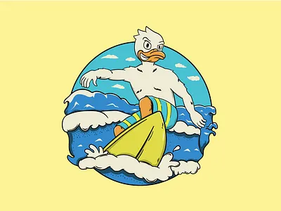 Surfing ducks design apparel beach branding cartoon design galaxy illustration logo mascot space surfing t shirt ui vector