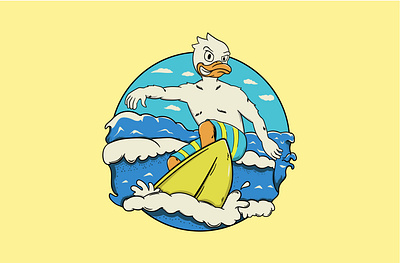 Surfing ducks design apparel beach branding cartoon design galaxy illustration logo mascot space surfing t shirt ui vector