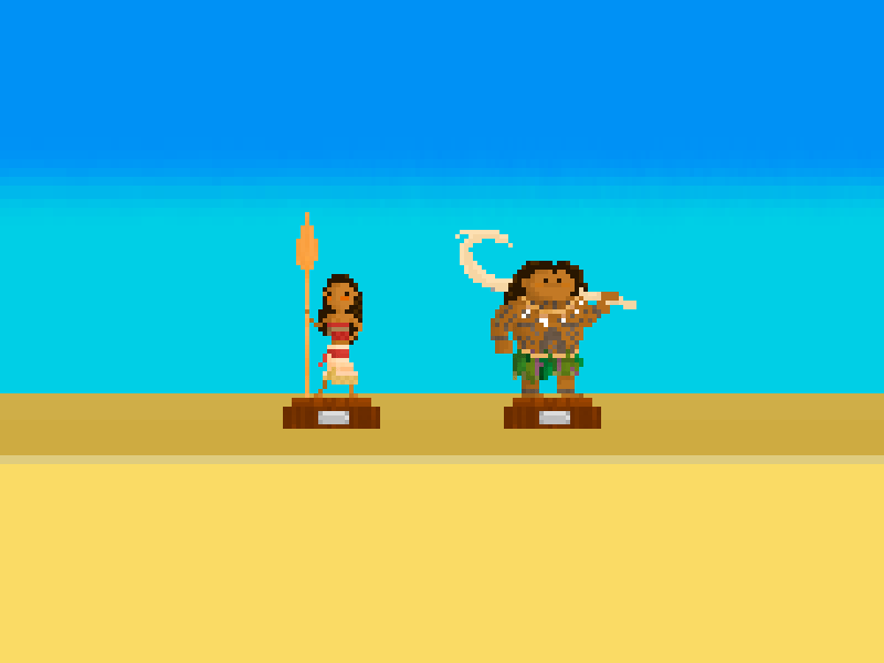 [Moana & Maui] disney maui moana pixelart vaiana