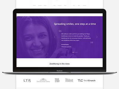 Testimonials - ZestMoney Landing Page customers feedbacks fintech landing page testimonials ui ux web web design web page zest