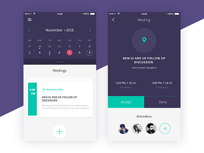 Events App calendar event friends graph interface management meeting organizer planning ui ux