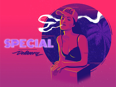 Special Delivery 1 babe cigarette delivery font girl ids palmtree pink smoke special typography