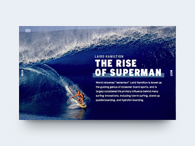 Rise of Superman hawaii laird hamilton legend surf surfing typography ui web design
