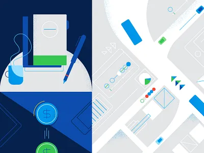 Mercado Pago Illustrations abstract banner city dinamic geometric graphics icons illustration payment sales shop