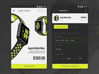 DailyUI #002 - Credit Card Checkout 002 app apple watch checkout credit card credit card checkout daily iwatch ui