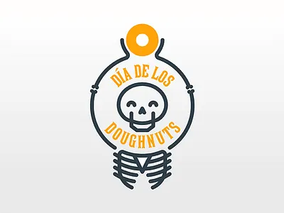 dia de los doughnuts logo doughnut illustration logo mark skeleton skull