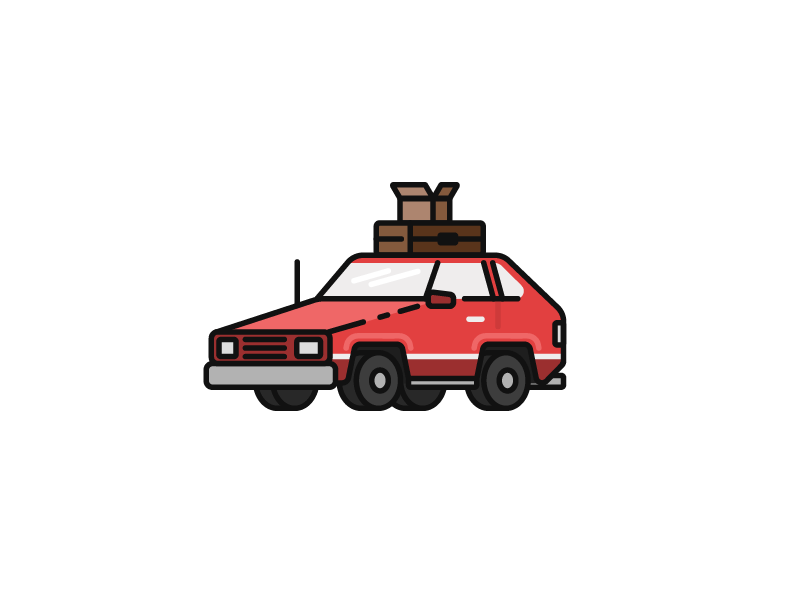 Road Trip 2d animation 80s car flat art illustration motion graphics