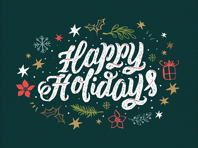 Happy Holidays christmas illustration lettering typography